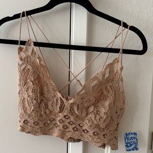 Lace Bralette Crop Top in Nude